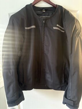 black Scorpion EXO mesh motorcycle jacket with reflective chest stripes XXL